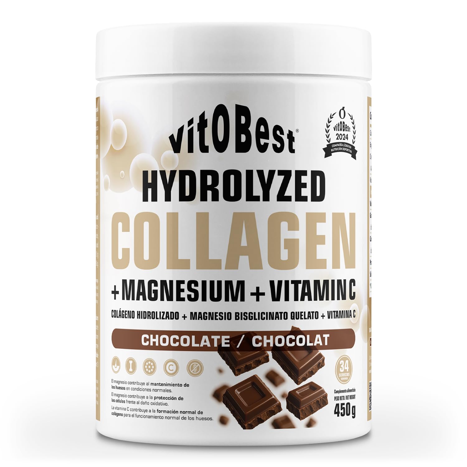 Collagen + Magnesium + Vitamin C · Chocolate, 450 g · chocolate