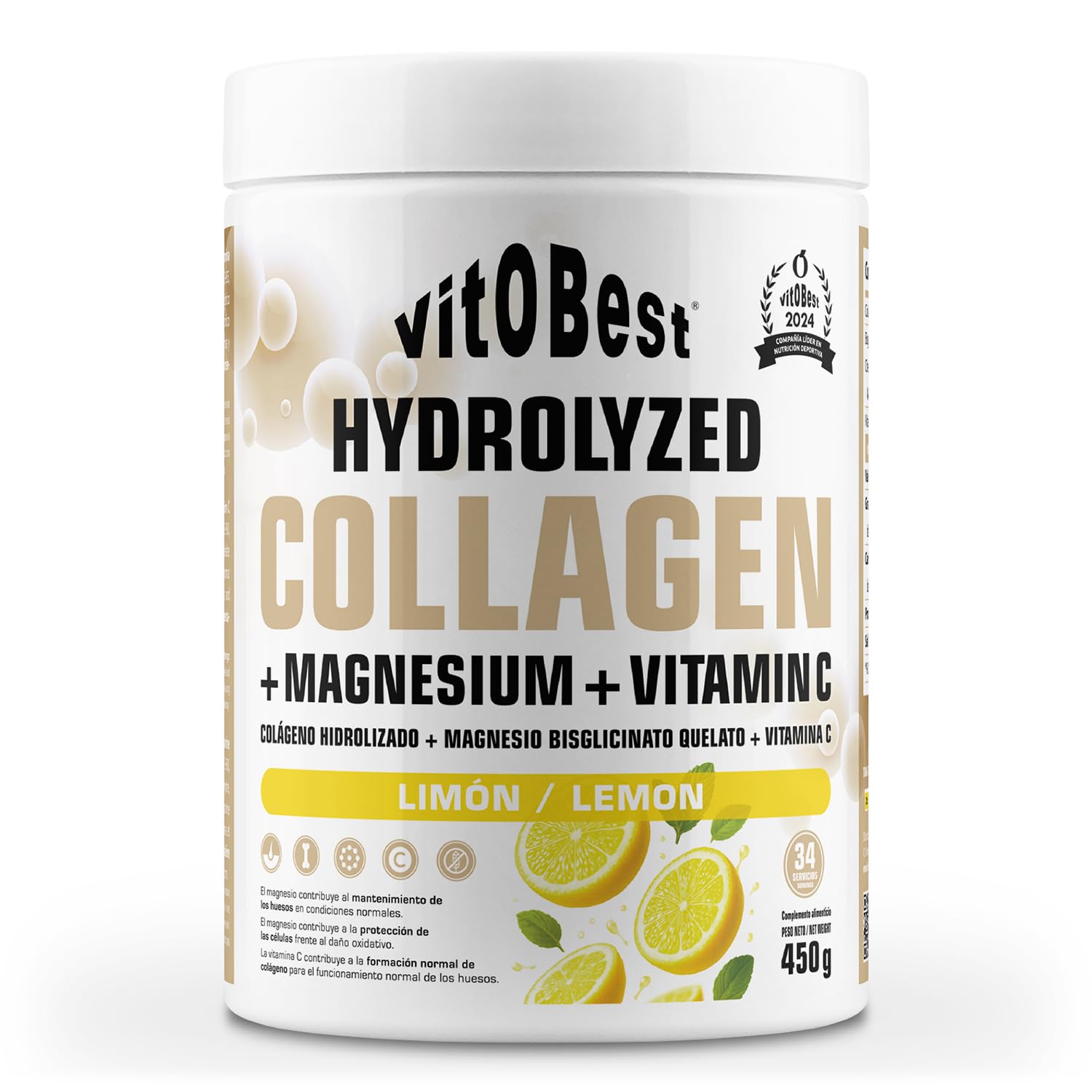 Collagen + Magnesium + Vitamin C · Limón, 450 g · limón