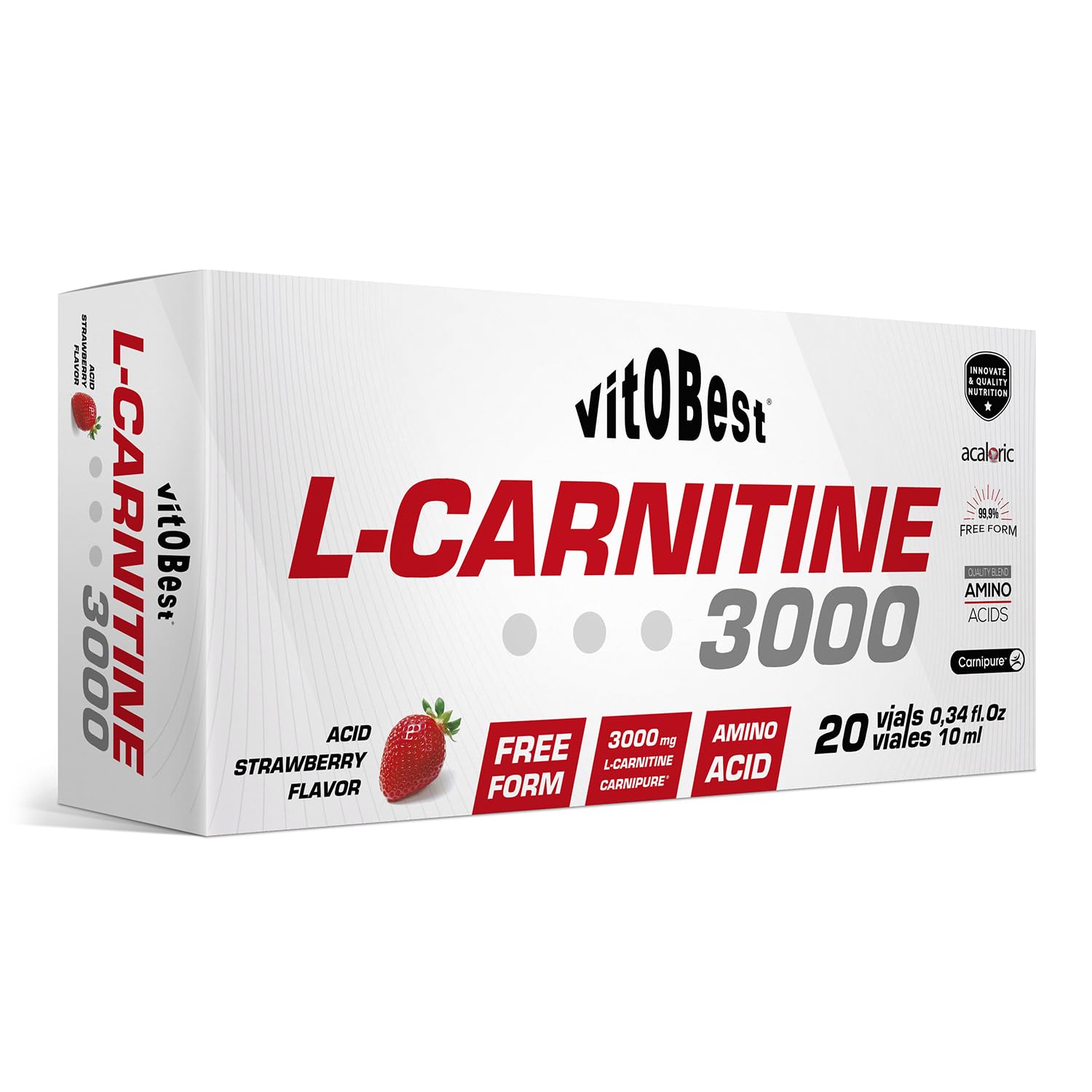 L-Carnitine 3000 · Fresa ácida, 20 viales · 10 ml