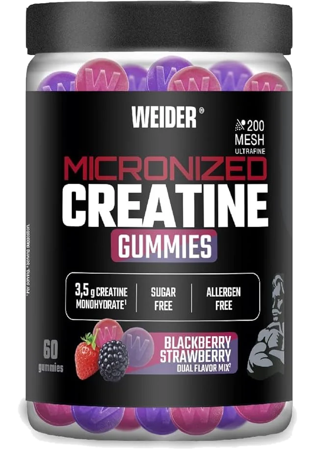 Micronized Creatine Gummies Sabor DUO Fresa-Mora, con 3,5g cre, 60 gominolas