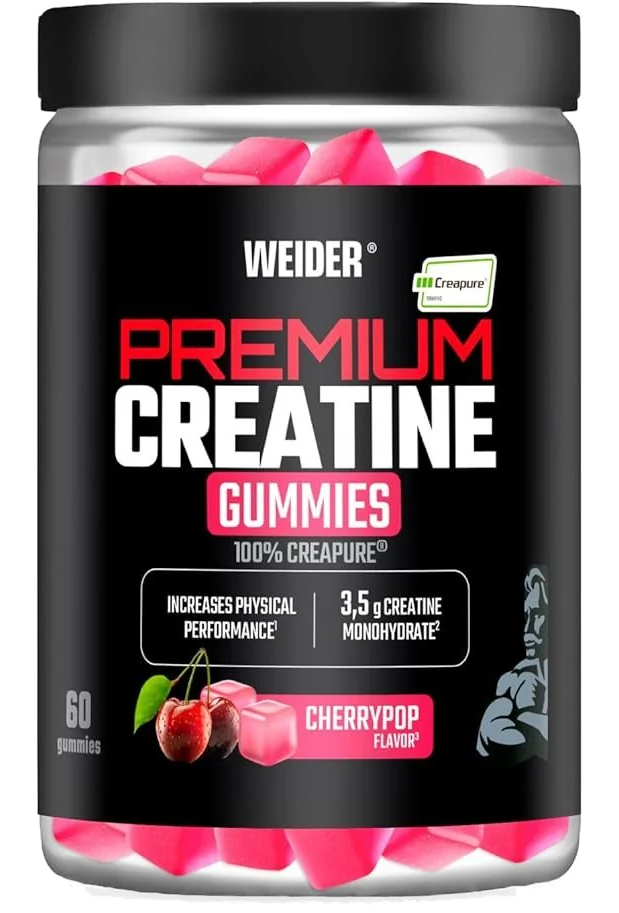 Premium Creatine Gummies Sabor Cereza, con 3,5g creatina monoh, 60 gominolas